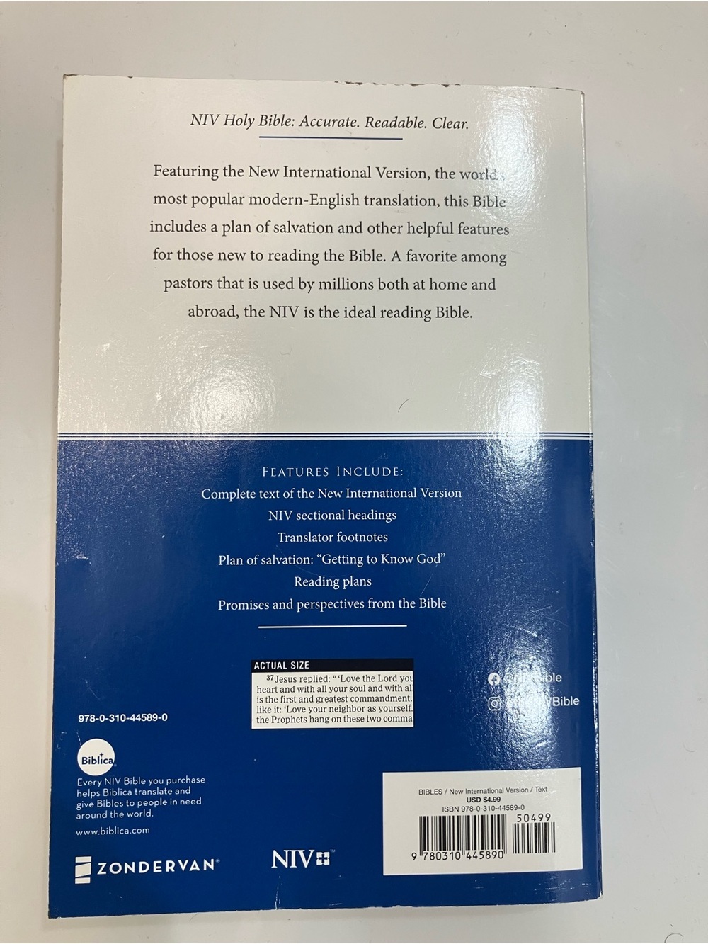 Holy Bible Blue and White Paperback - - Picture 2 of 2
